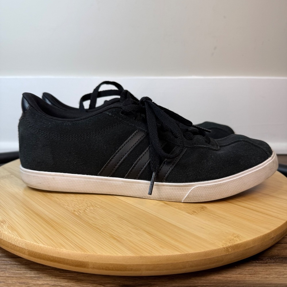 Adidas Courtset Sneakers Women's 8.5 Black Suede Good Low Top Trainers Casual